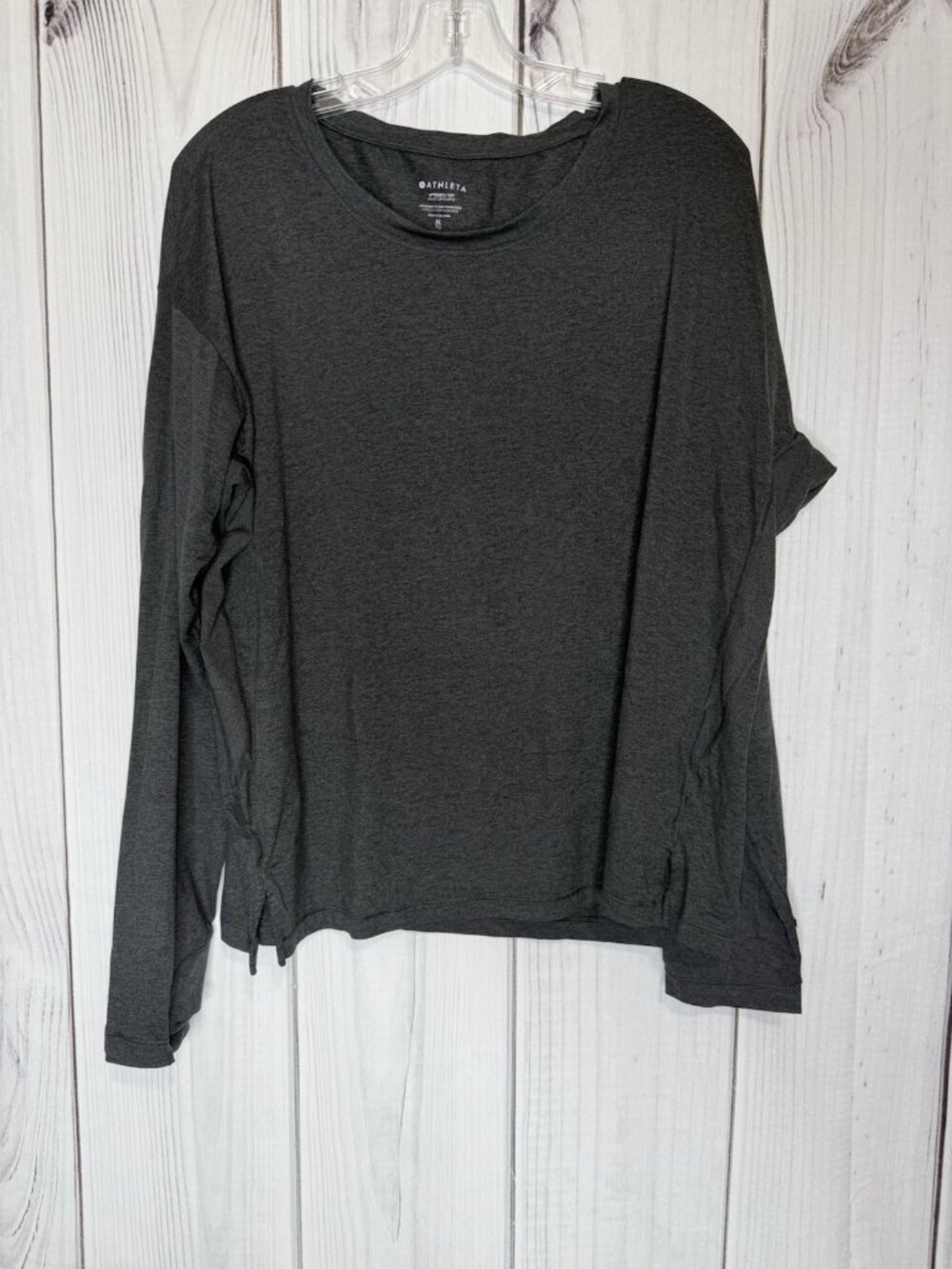 Athleta Uptempo Top Womens Size XL Gray Long Sleeve Thumbholes Pullover